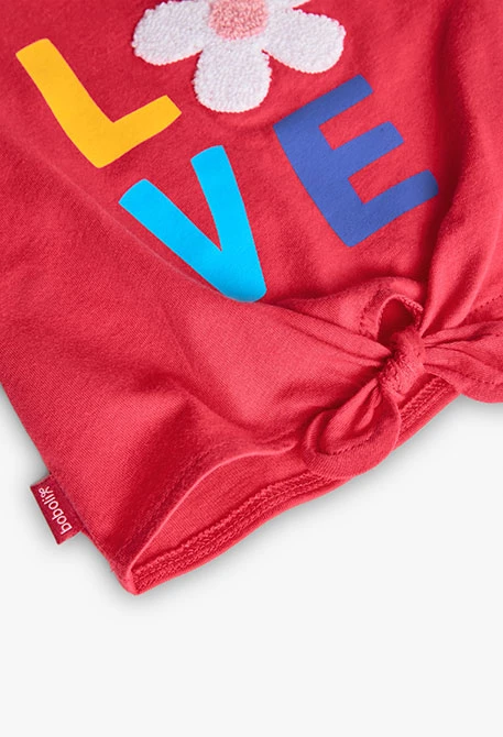 Camiseta de punto para bebé niña en color fresa con estampado