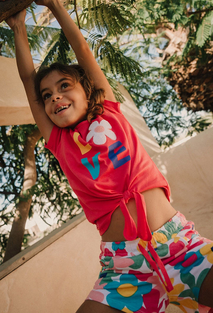 Calções de malha para bebé menina em multicolor com estampado de flores