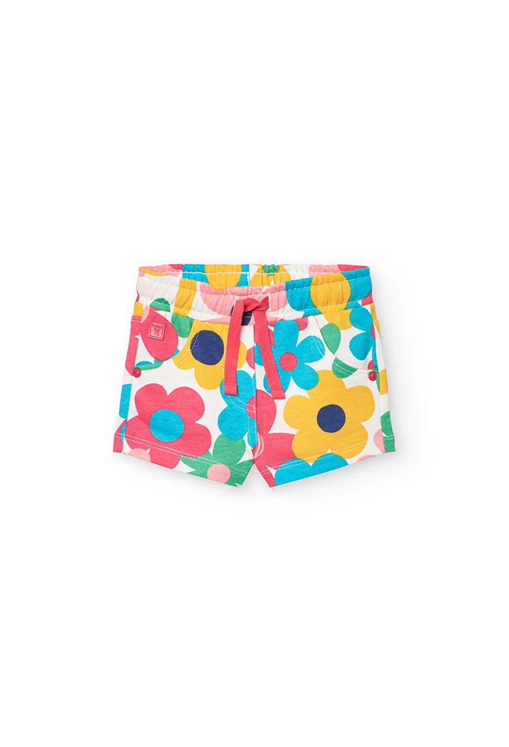 Mädchen-Baby-Strickshorts in Mehrfarbig mit Blumenmuster