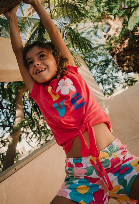 Short en tricot pour bébé fille multicolore avec imprimé floral