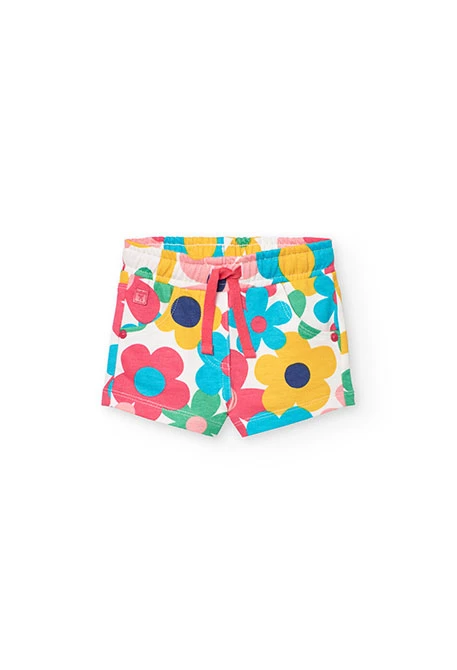 Short de punto para bebé niña en multicolor con estampado de flores