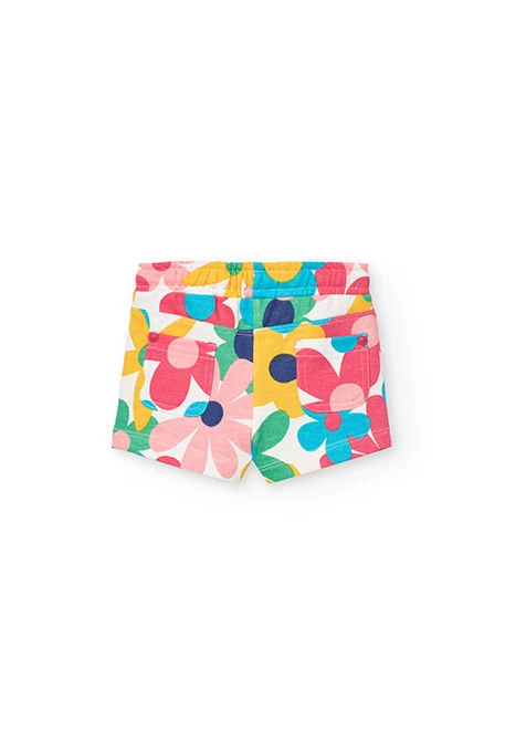 Short de punto para bebé niña en multicolor con estampado de flores