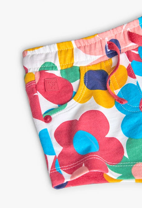 Short de punto para bebé niña en multicolor con estampado de flores