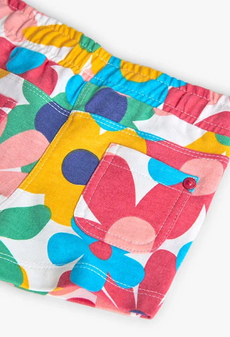 Short de punto para bebé niña en multicolor con estampado de flores