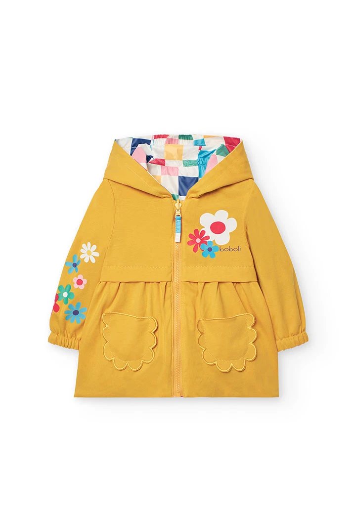 Parka reversibile in maglia per neonata con stampa
