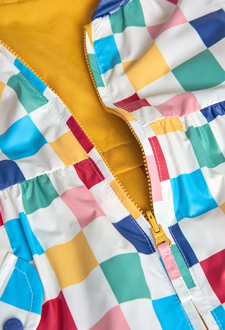 Parka reversibile in maglia per neonata con stampa
