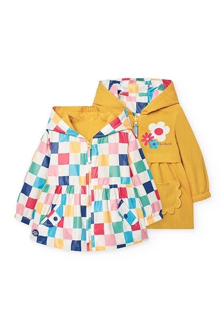Parka réversible en tricot pour bébé fille avec imprimé.