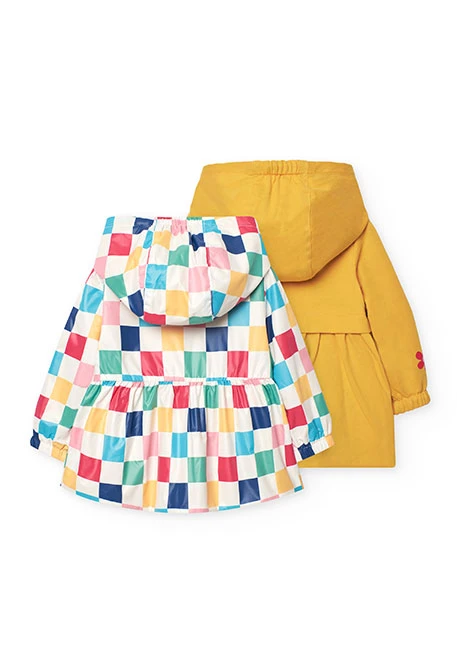 Parka réversible en tricot pour bébé fille avec imprimé.