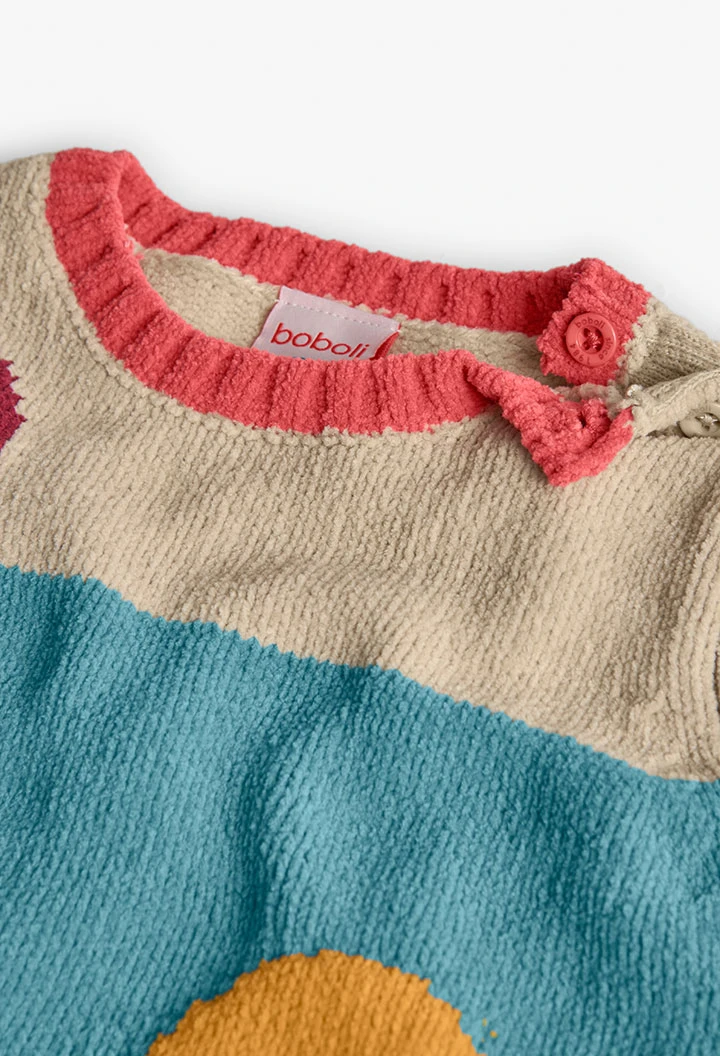 Jersey niña de punto beige