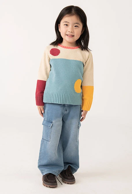 Jersey niña de punto beige