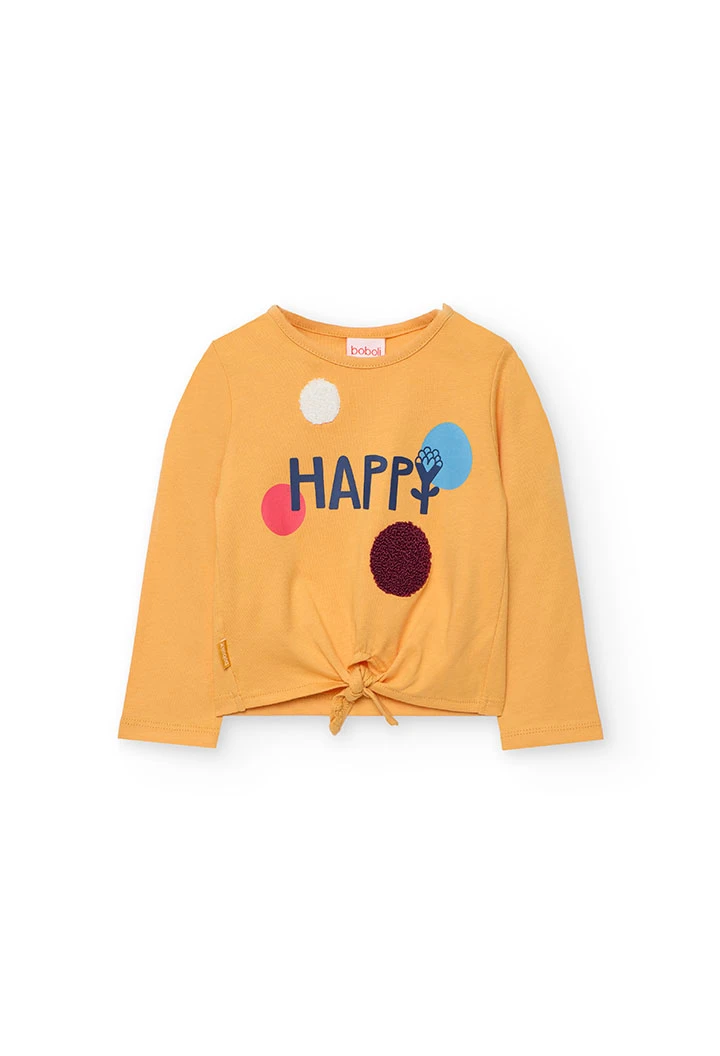 T-shirt menina malha amarela