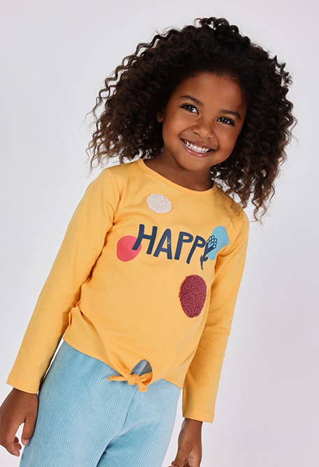 Camiseta niña punto amarillo