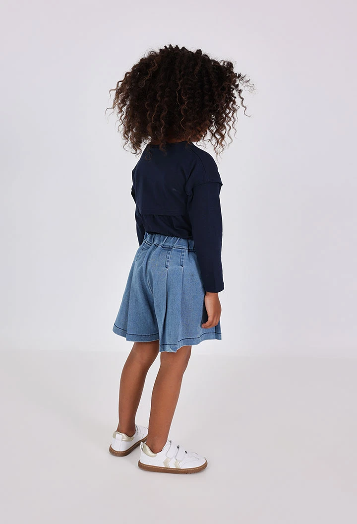 Saia-calção denim azul
