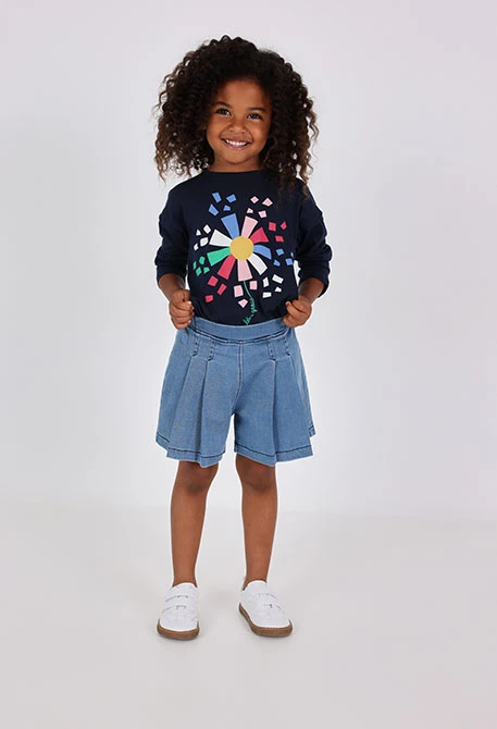 Jupe-short en denim bleu