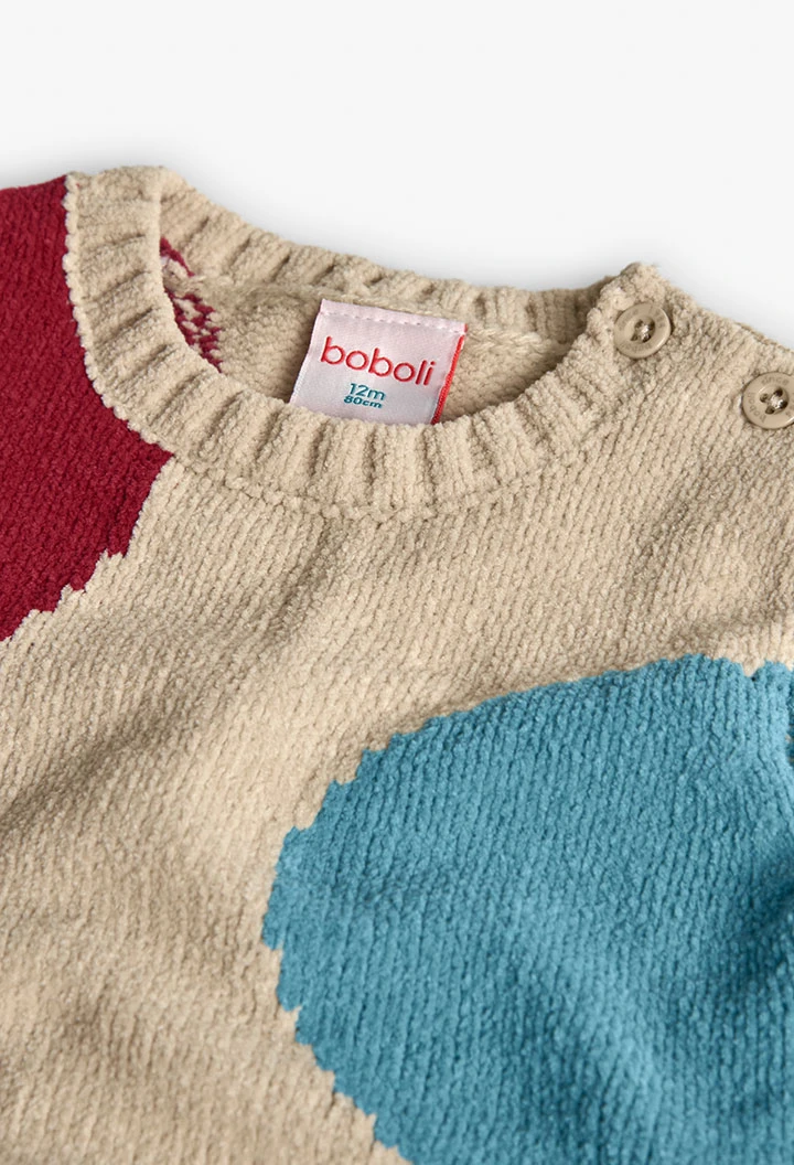 Beiges Mädchenkleid mit Punkten