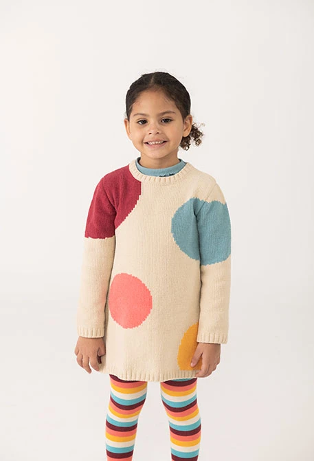 Vestido niña beige con topos