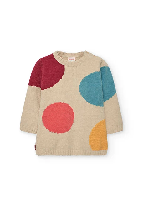 Vestito bambina beige con pois