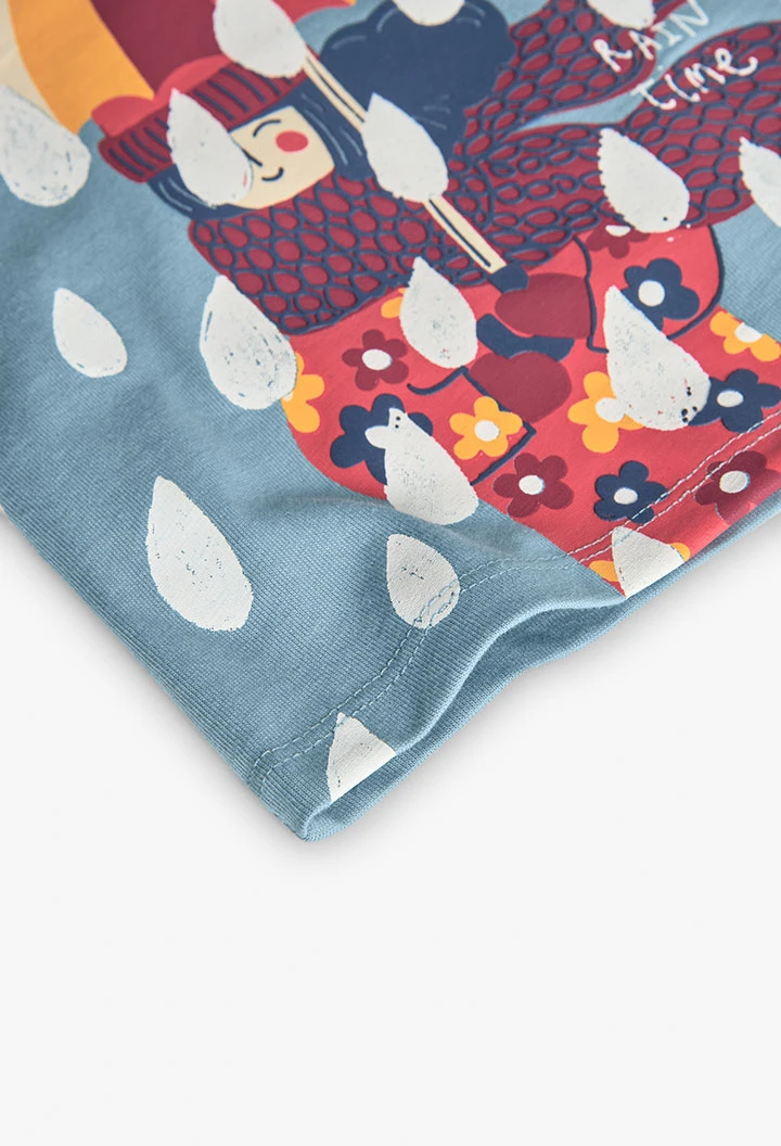 Camisola menina de malha verde gotas de chuva