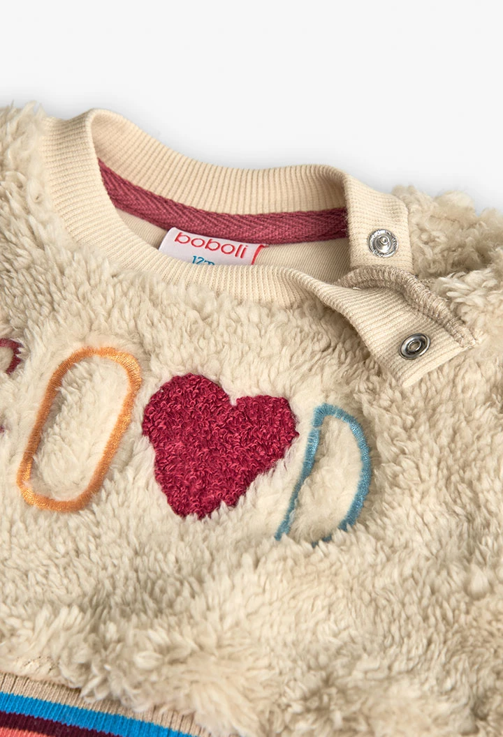 Sweat en maille bébé beige lettres