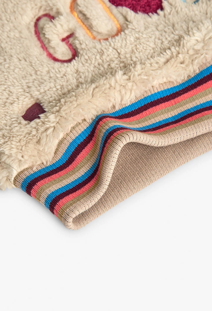 Felpa a maglia neonato beige con lettere