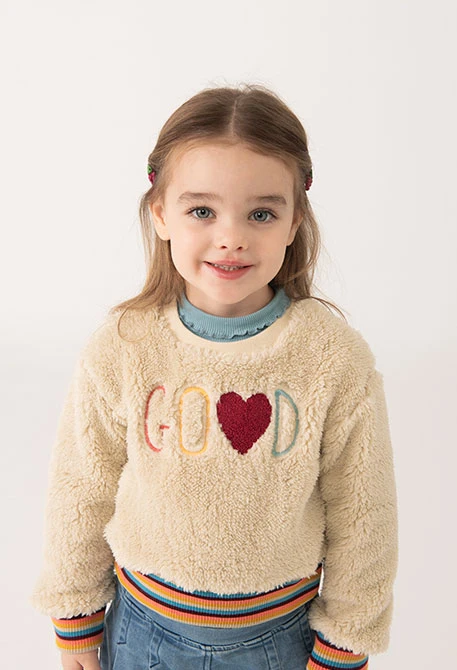 Sweat en maille bébé beige lettres