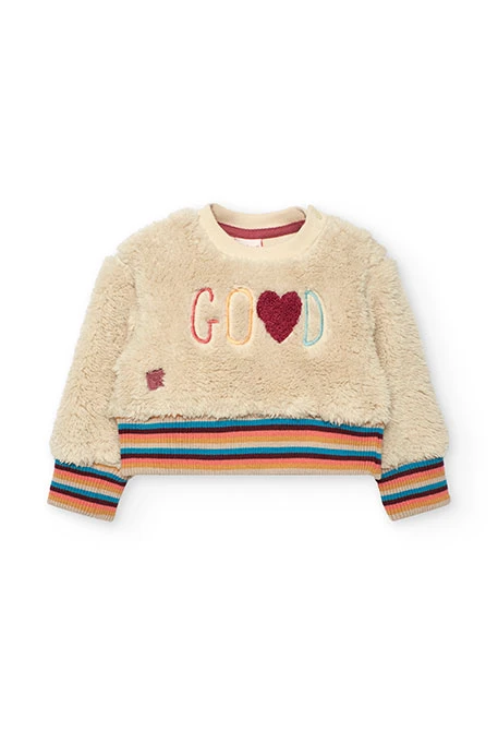 Sudadera de punto bebé beige letras