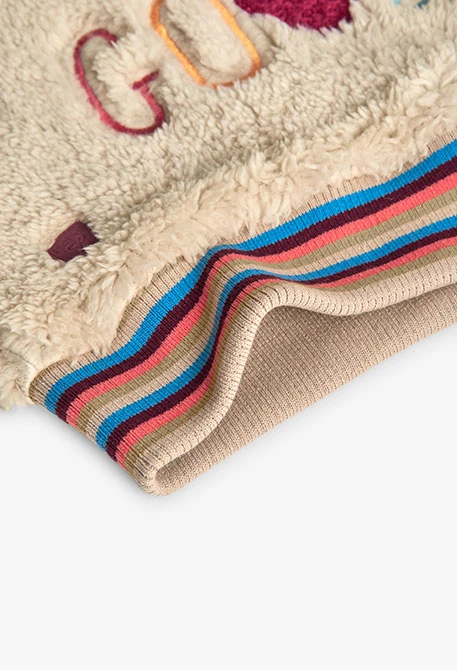 Felpa a maglia neonato beige con lettere