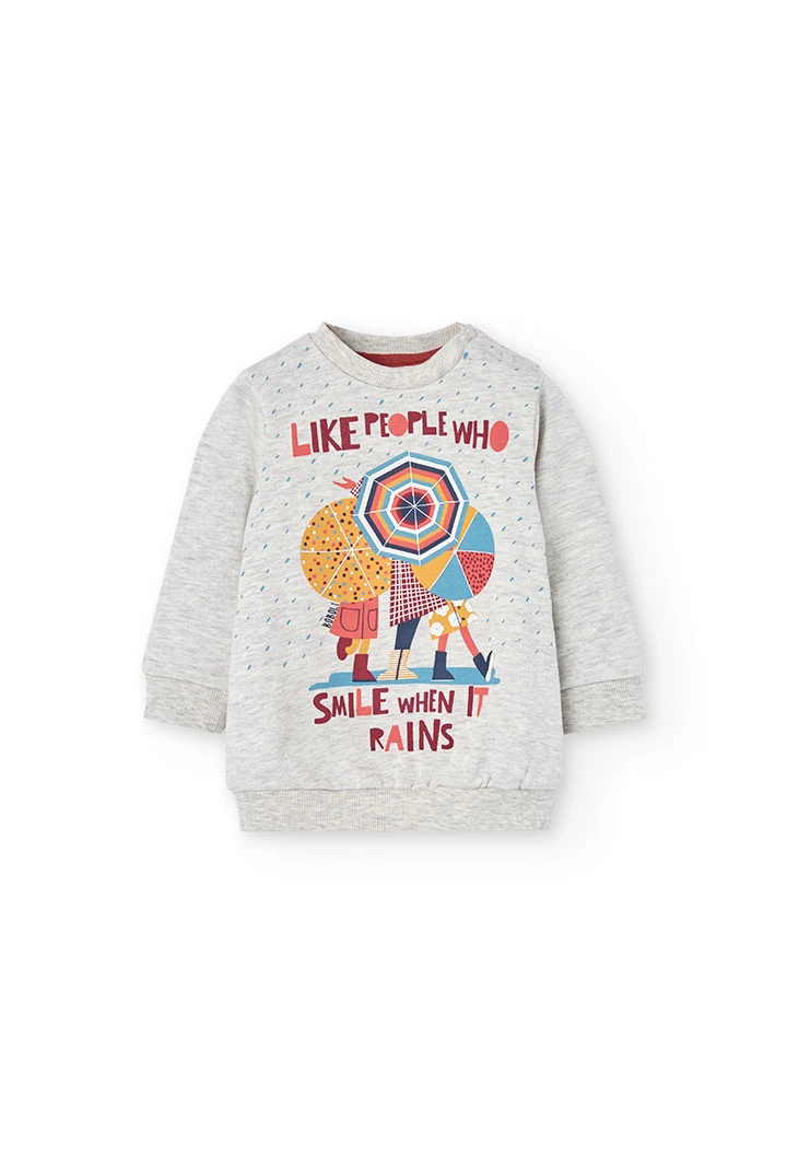 Conjunto niña de punto gris estampado