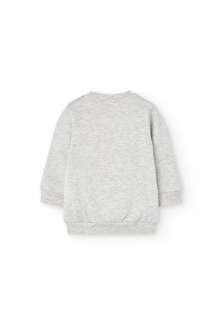 Completo bambina in maglia grigia stampata