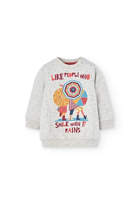 Completo bambina in maglia grigia stampata