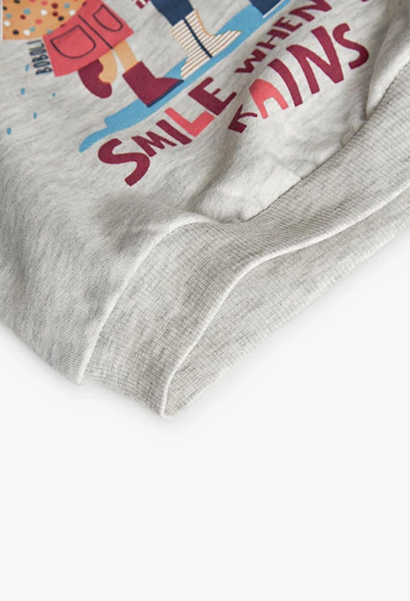 Completo bambina in maglia grigia stampata