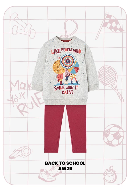 Grey printed knit set for girl