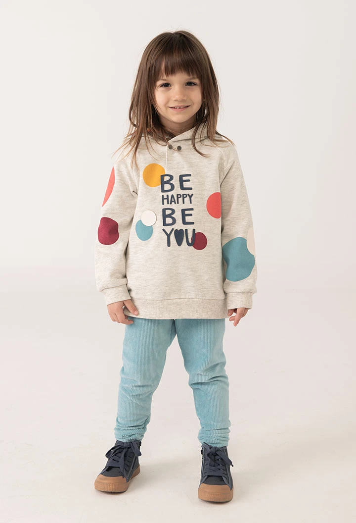 Sweatshirt für Mädchen aus bedruckter grauer Baumwolle