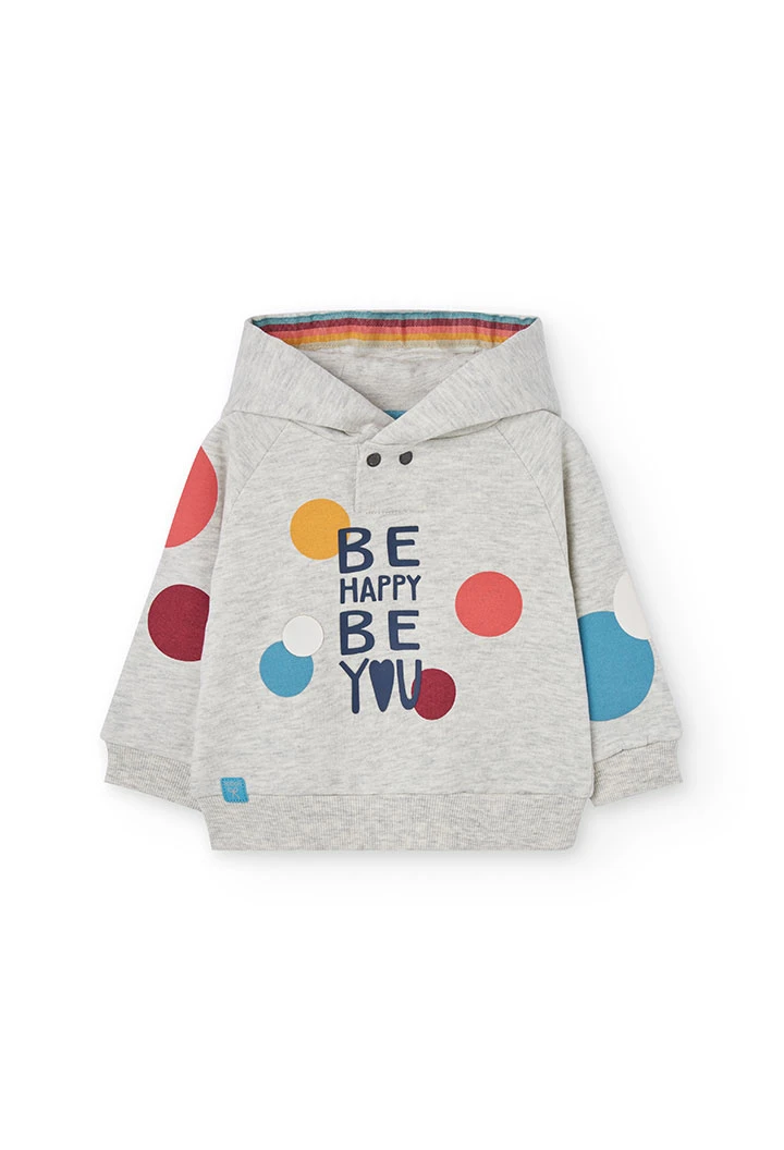 Sweatshirt für Mädchen aus bedruckter grauer Baumwolle