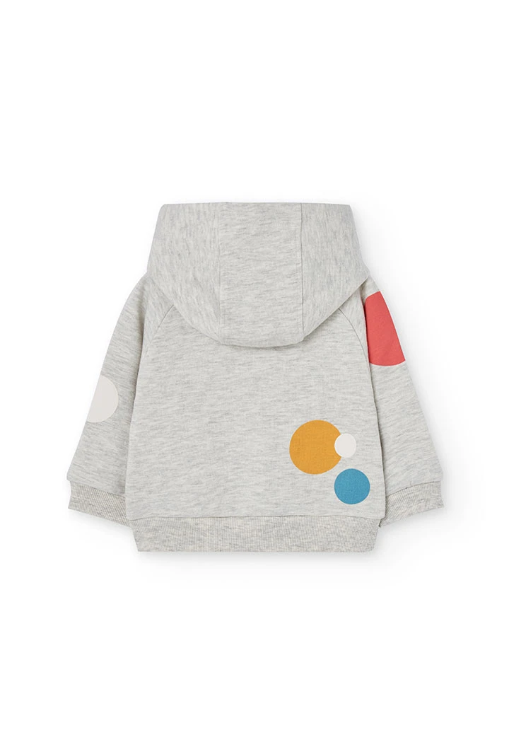 Felpa bimba in pile grigio stampato
