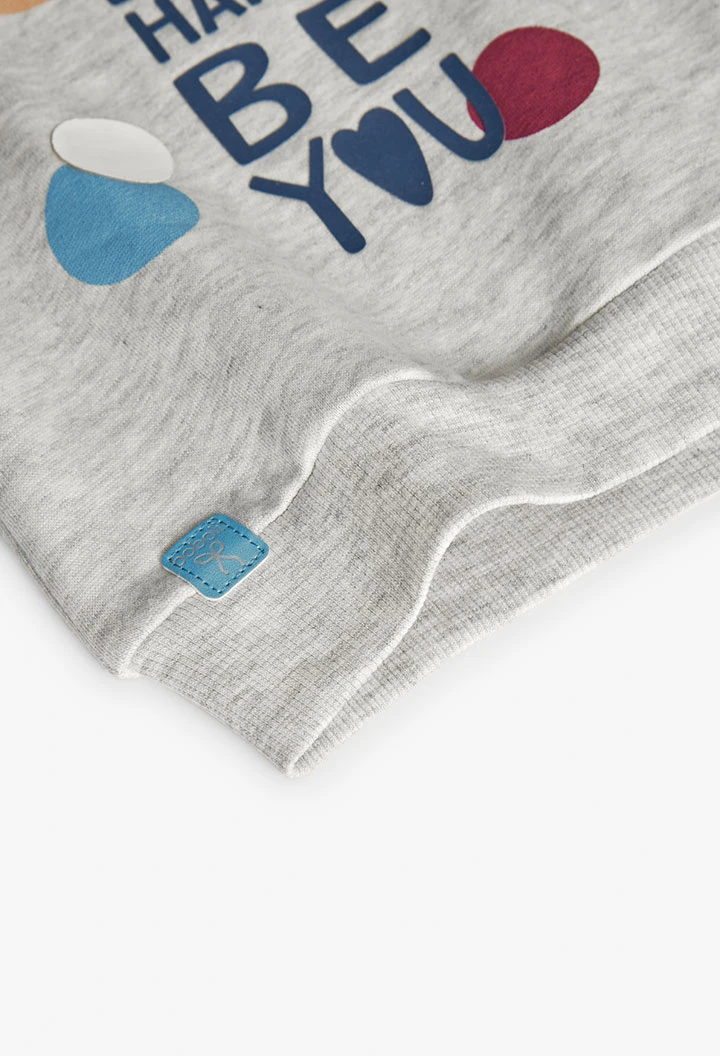 Sweatshirt für Mädchen aus bedruckter grauer Baumwolle