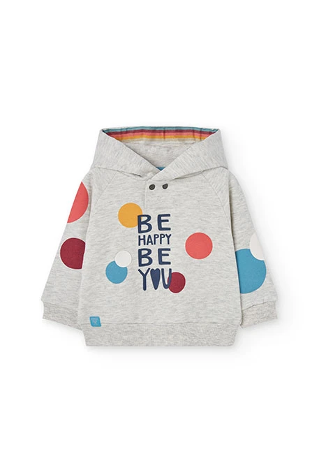 Sudadera niña de felpa gris estampado