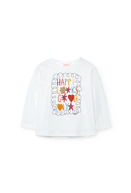 Camiseta niña punto en blanco