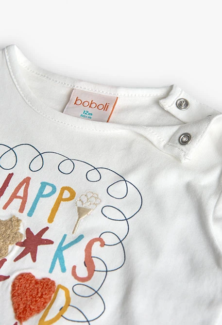 Camiseta niña punto en blanco