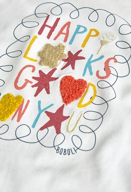 T-shirt menina malha em branco