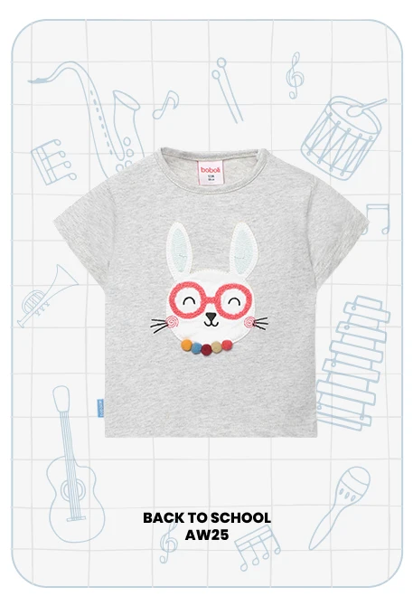 T-shirt fille en tricot écru à motif animal