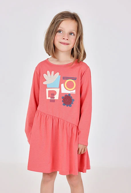 Robe en maille rose imprimée