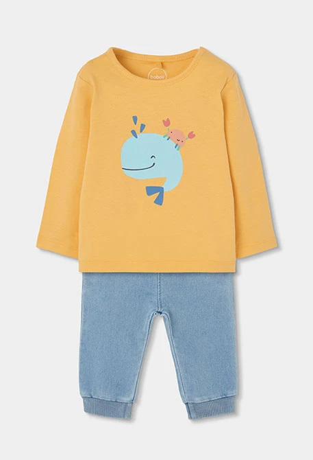 Conjunto bebé algodão amarelo