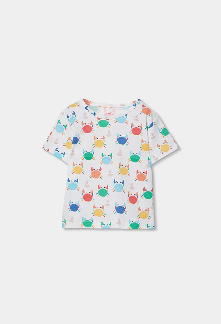 Ensemble bébé t-shirt et salopette imprimée en denim