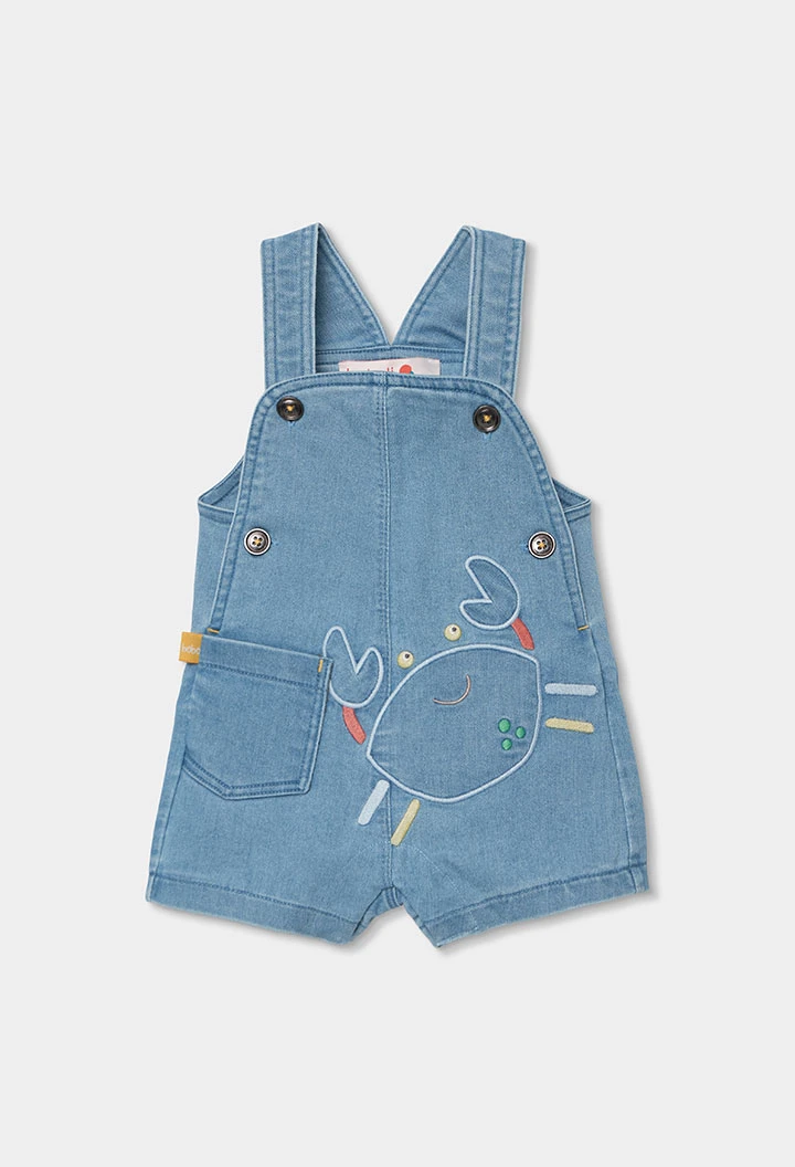 Conjunto bebé camiseta y peto estampado denim