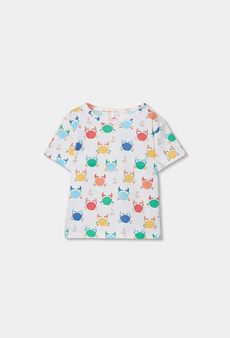 Ensemble bébé t-shirt et salopette imprimée en denim