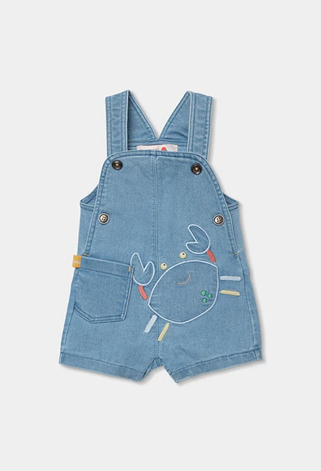 Ensemble bébé t-shirt et salopette imprimée en denim