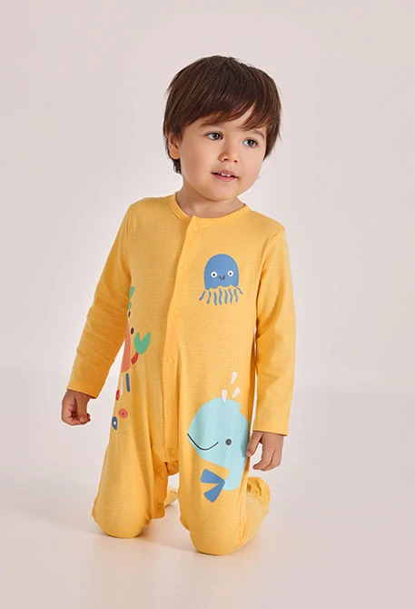 Pelele bebé algodón amarillo