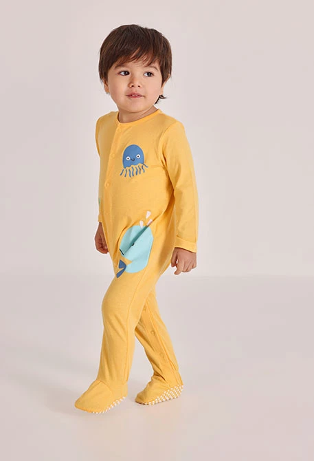 Pagliaccetto neonato cotone giallo