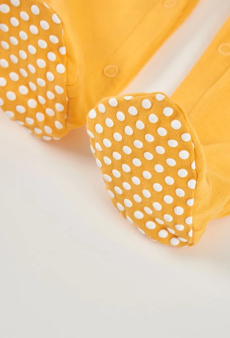 Yellow cotton baby sleepsuit